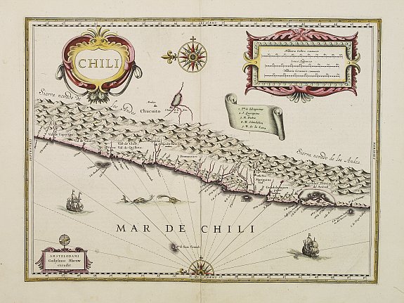 BLAEU,W., Chili., antique map, old maps