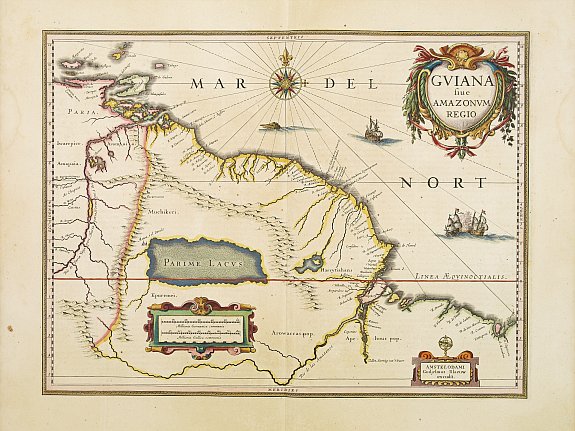 BLAEU,W., Guiana sive Amazonum Regio., antique map, old maps