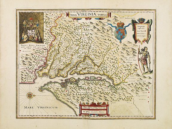 BLAEU,W., Nova Virginiae Tabula., antique map, old maps