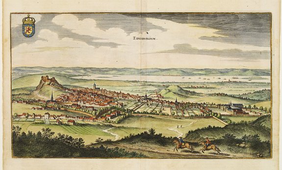 MERIAN,M., Edynburgum., antique map, old maps