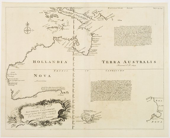 BOWEN,E., A Complete Map of the Southern Continent Survey'd by Capt. Abel Tasman & depicted by Order of the East Indian Cmpany in Holland In The Stadt House at Amsterdam., antique map, old maps