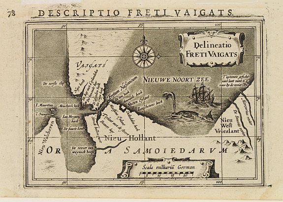 BERTIUS,P., Delineatio Freti Vaigats., antique map, old maps