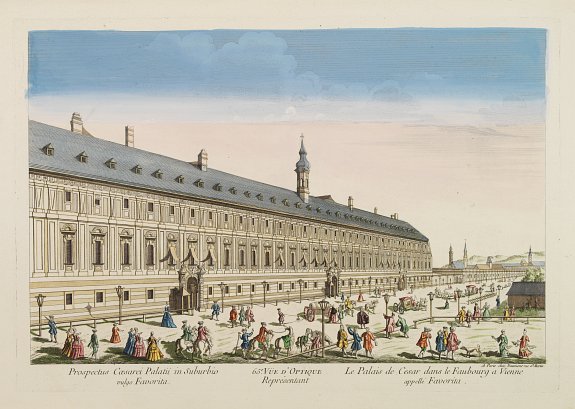 DAUMONT, 65e. Vüe d'Optique Représentant Le Palais de Cesar dans le Faubourg a Vienne appellé Favorita., antique map, old maps