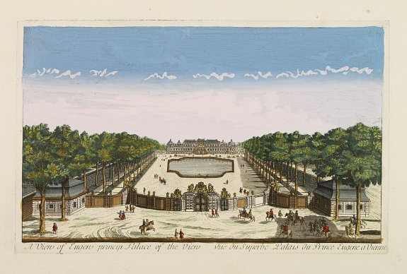 ANONYME, A view of Eugen princip Palace of Vien. / Vuë du Superbe Palais du Prince Eugene a Vienne., antique map, old maps