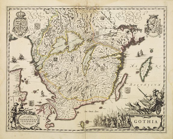 BLAEU,J., Gothia., antique map, old maps