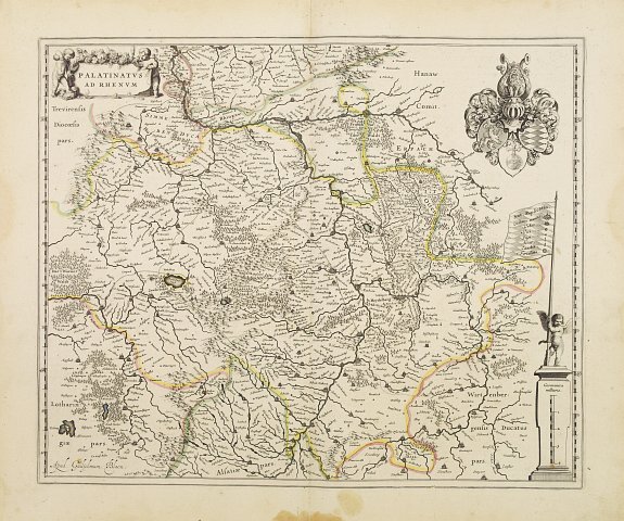 BLAEU, W., Palatinatus ad rhenum., antique map, old maps