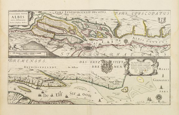 BLAEU,W., Celeberrimi Fluvis Albis nova delineatio., antique map, old maps