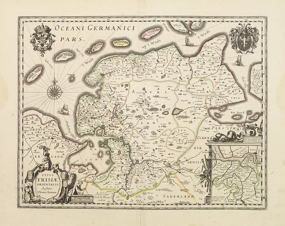 BLAEU,W., Typus Frisiae Orientalis., antique map, old maps