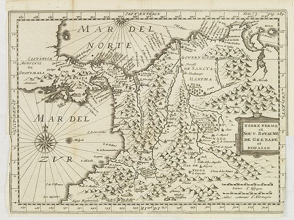 MARTINEAU DU PLESSIS., Terre Ferme et Nouv. Royaume de Grenade et Popaian., antique map, old maps
