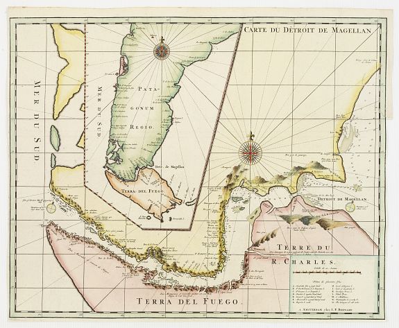 BERNARD, J.F., Carte du Dêtroit de Magellan., antique map, old maps