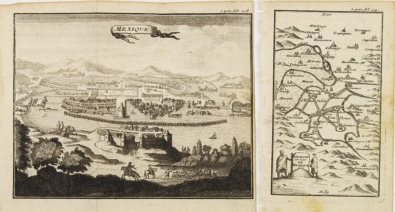 BERNARD, J.F., La Ville de Mexique. / Environs du Lac de Mexique.. (Lot of 2 prints), antique map, old maps