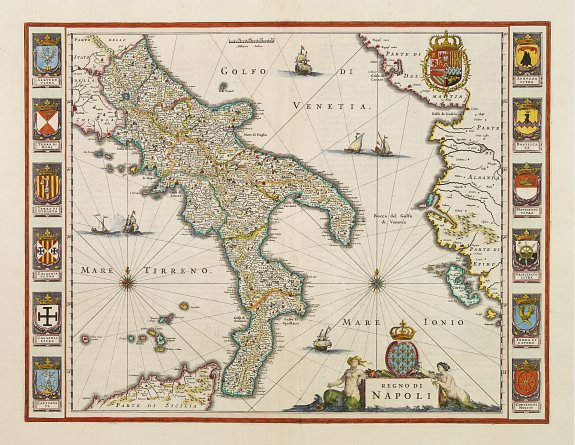 BLAEU,W., Regno di Napoli., antique map, old maps