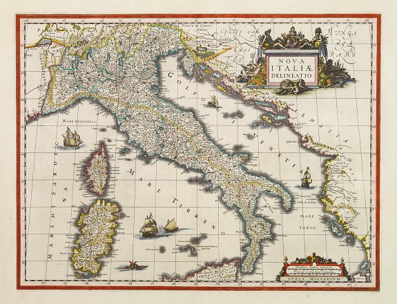 BLAEU,W., Nova Italiae delineatio., antique map, old maps