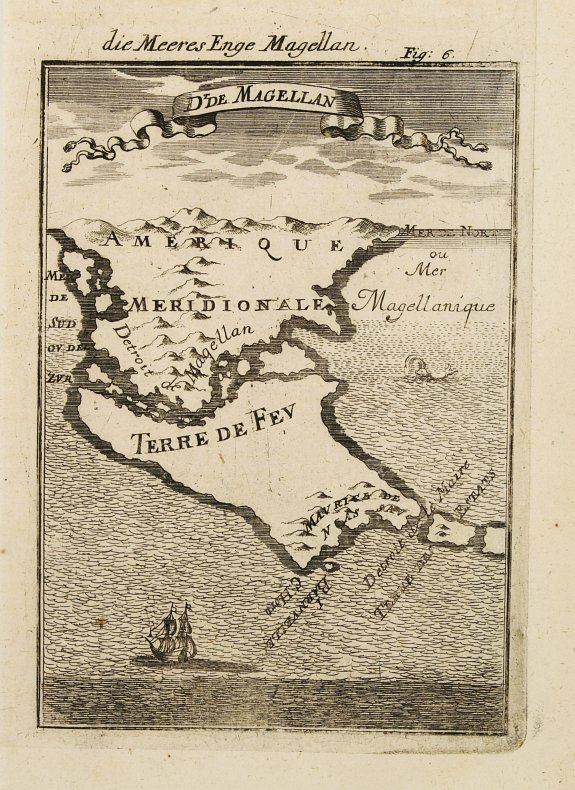 MALLET,A.M., D. de Magellan - die Meeres Enge Magellan., antique map, old maps