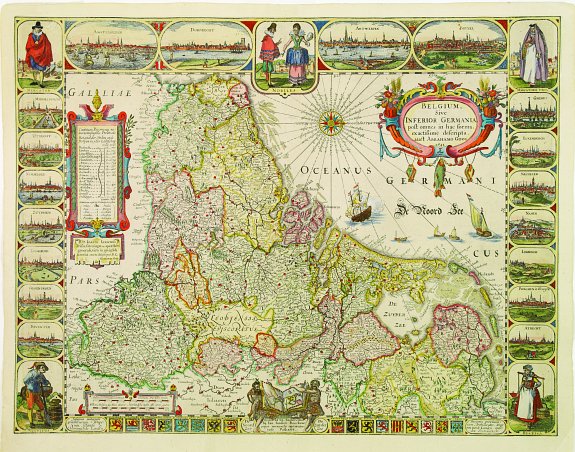GOOS, P., Belgium sive Inferior Germania post omnes.., antique map, old maps