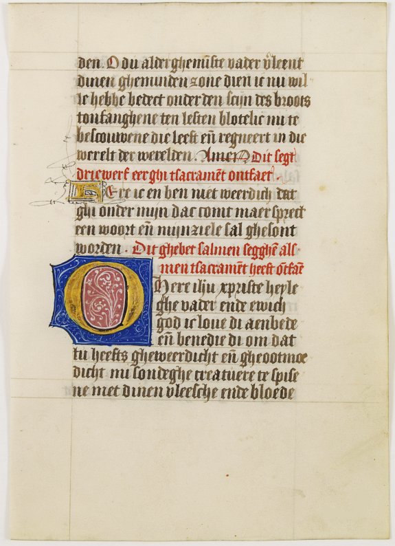 BOOK OF HOURS, Leaf on vellum, from a manuscript book of hours., antique map, old maps