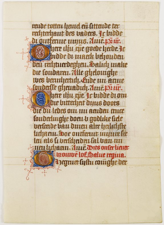 BOOK OF HOURS, Leaf on vellum, from a manuscript book of hours., antique map, old maps