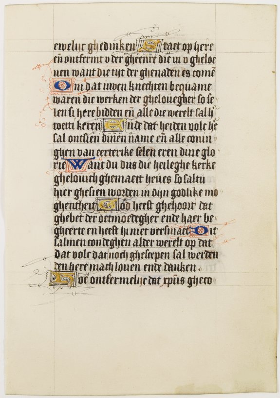 BOOK OF HOURS, Leaf on vellum, from a manuscript book of hours., antique map, old maps