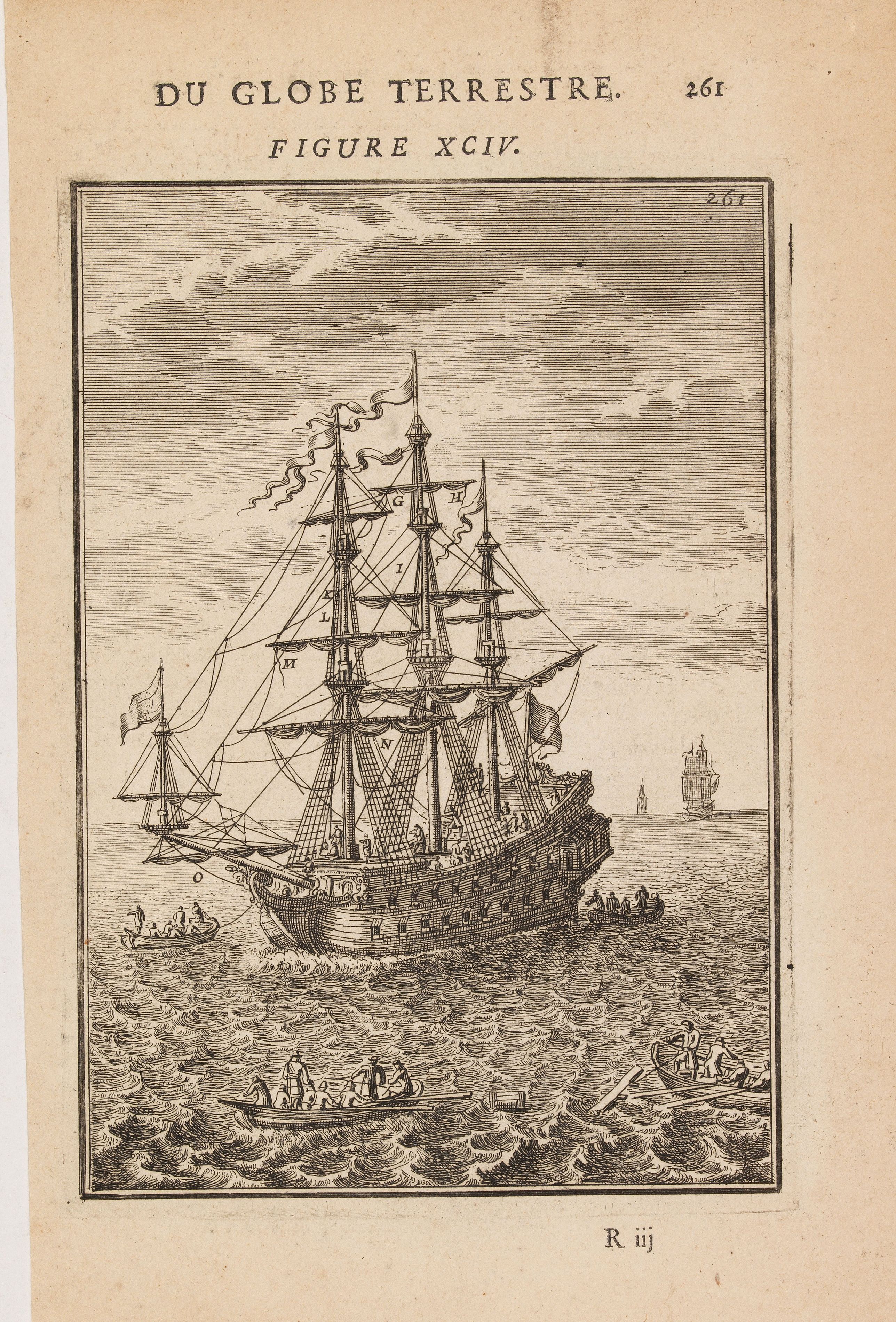 MALLET, A.M., (Shipping - Noms des principales Voiles d'un Navire), antique map, old maps