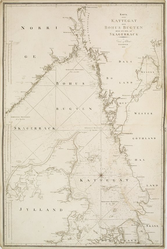 KLINT, G., Karta öfver Kettegat och Bohus Bugten med en del af Skagerrack.., antique map, old maps