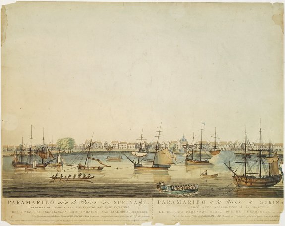 MAASKAMP,E., Paramaribo aan de Rivier van Suriname., antique map, old maps