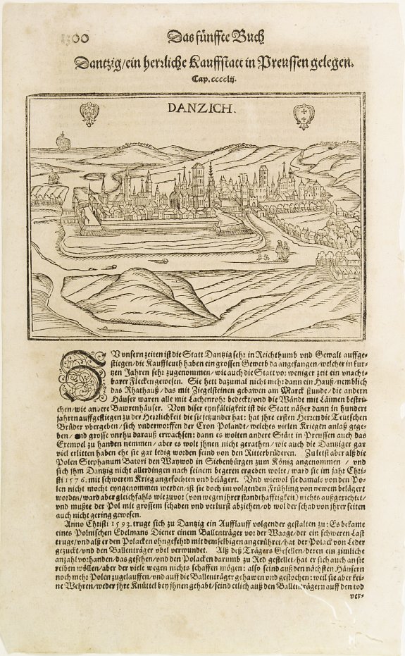 MÜNSTER, S., Danzich., antique map, old maps