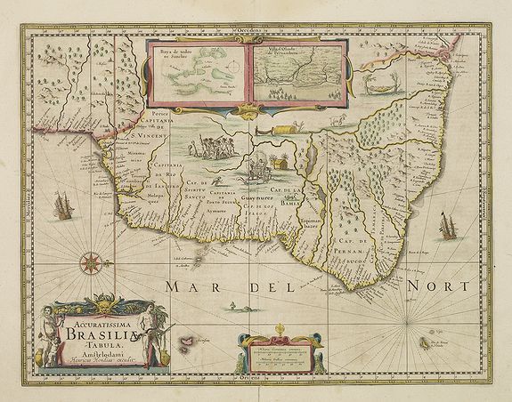 HONDIUS, H., Accuratissima Brasiliae Tabula., antique map, old maps