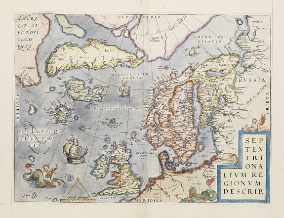 ORTELIUS,A., Septentrionalium Regionum Descrip., antique map, old maps