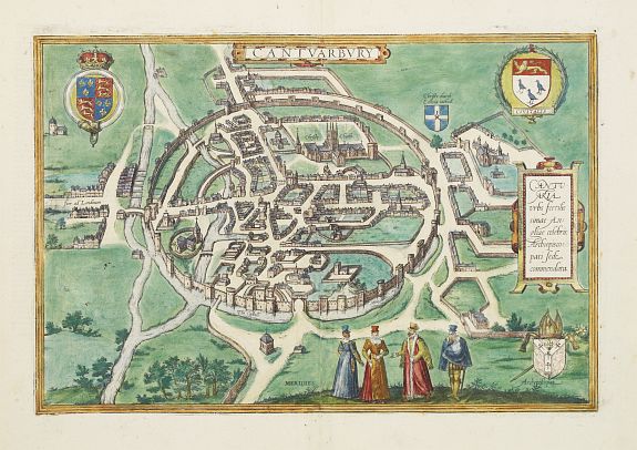 BRAUN,G./ HOGENBERG,F., Cantuarbury., antique map, old maps