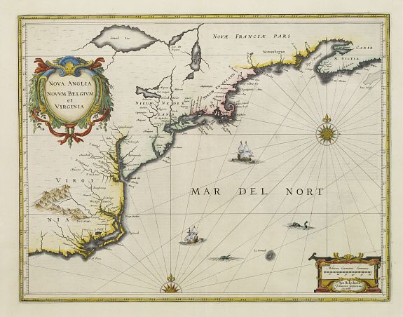 JANSSONIUS,J., Nova Anglia Novum Belgium et Virginia., antique map, old maps