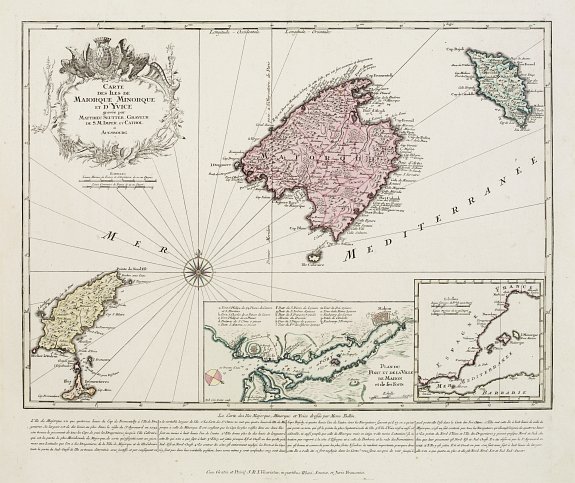 SEUTTER,M., Carte des isles de Maiorque Minorque et d'Yvice.., antique map, old maps