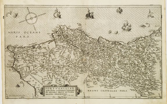 DE JODE,G., Portvgalliae qvae olim Lvsitania Vernando Alvaro Secco avtore recens descriptio., antique map, old maps