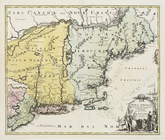 HOMANN,J.B., Nova Anglia Septentrionali Americae implantata .., antique map, old maps