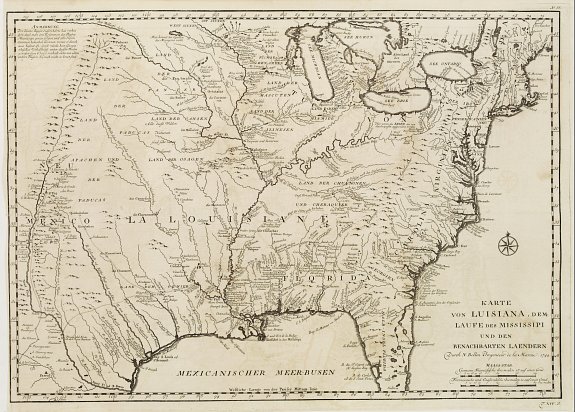 BELLIN,J.N., Karte von Luisiana, dem Laufe des Mississipi und den benachb, antique map, old maps