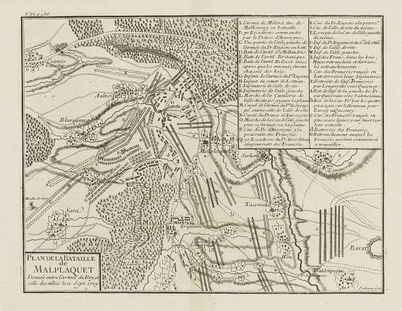 PUTHAUX, Plan de la Bataille de Malplaquet Donnée entre l'armée du Roy et celle des alliés le 11. Sept. 1709., antique map, old maps