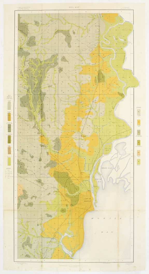 U.S. DEPT. OF ARGICULTURE, Soil map - Alabama, Mobile sheet., antique map, old maps