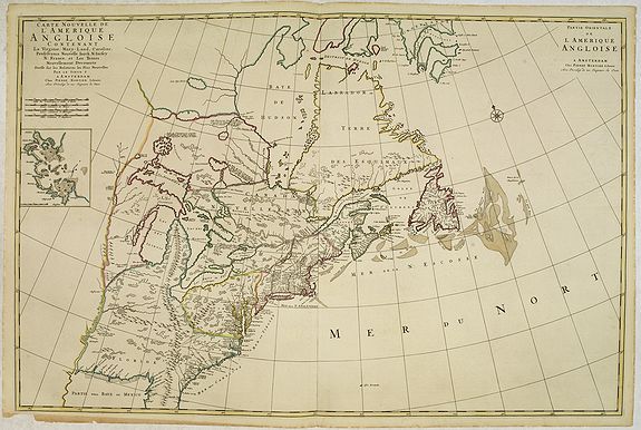 MORTIER, P., Carte Nouvelle de L'Amerique Angloise Contenant La Virginie, Mary-Land, Caroline, Pensylvania, Nouvelle Jorck, N. Jarsey, N. France.., antique map, old maps