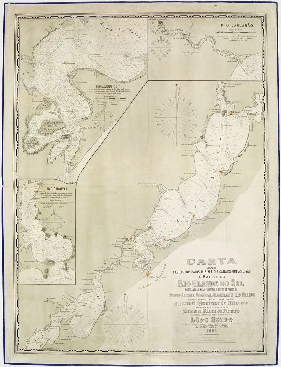 ROBIN, P., Carta das Lagoas dos Patos, Mirim e dos Canaes que as ligao a Barra do Rio Grande do Sul.., antique map, old maps
