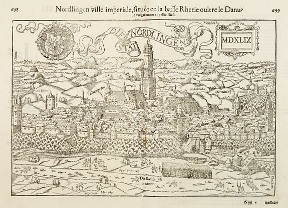 MUNSTER,S., Die Stat Nordlingen., antique map, old maps