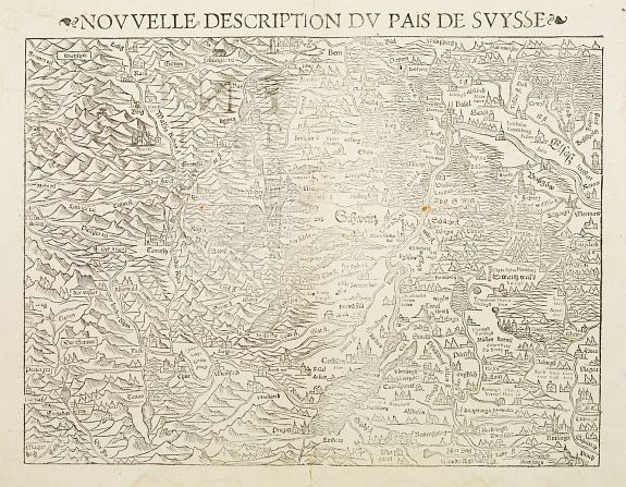 MÜNSTER,S., Nouvelle Description du Pays de Suysse., antique map, old maps