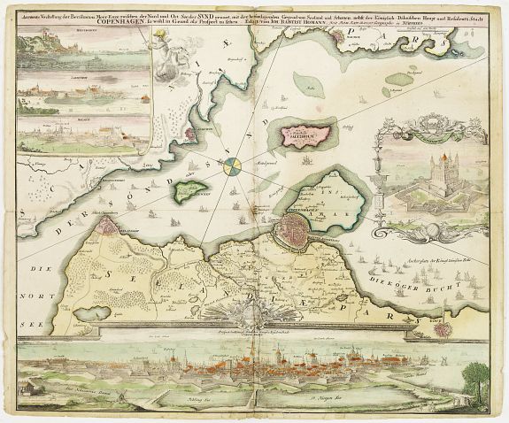 HOMANN, J.- B., Accurate Vorstellung der Beruhmten... der Königlich Dähnischen.., antique map, old maps