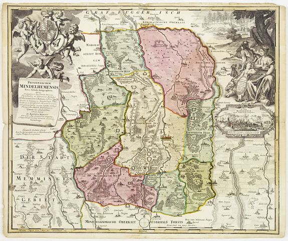 HOMANN, J.- B., Protoparchiae Mindelhemensis nova tabula geographica..., antique map, old maps