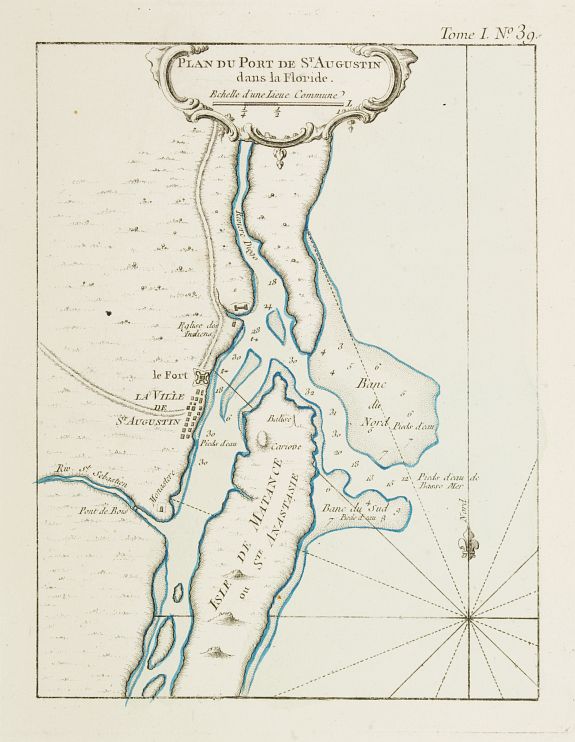 BELLIN, J.N., Plan du Port de St Augustin dans la Floride., antique map, old maps
