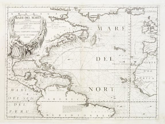CORONELLI,V.M., Mare del Nord., antique map, old maps