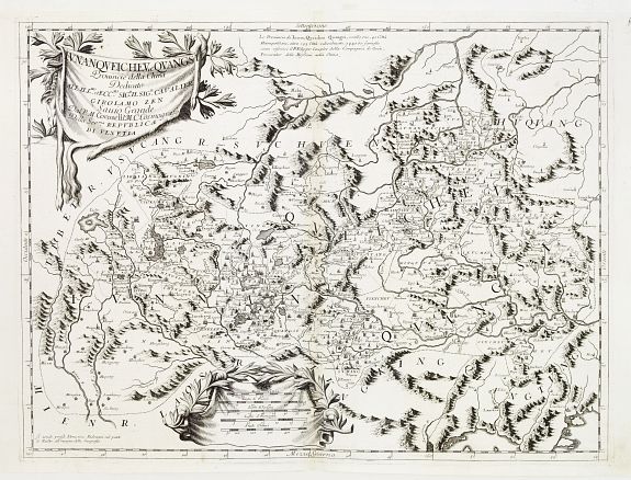 CORONELLI,V.M., Iunan, Queichev, e Quangsi Provincie della Cina.., antique map, old maps
