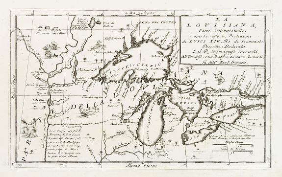 CORONELLI,V.M., La Lovisiana, Parte Settentrionalle, Scoperta sotto la Protettione di Luigi XIV, Rè di Francia.., antique map, old maps