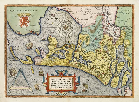 ORTELIUS,A., Hollandiae Antiquorum., antique map, old maps