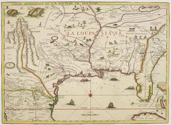 DE FER,N. / BERNARD, J.F., Partie Meridionale de La Riviere de Missisipi.., antique map, old maps