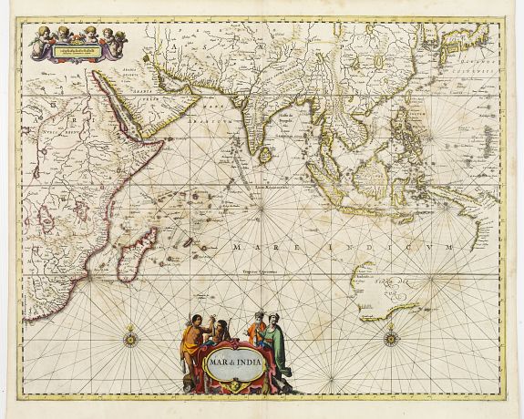 JANSSONIUS,J., Mar di India., antique map, old maps