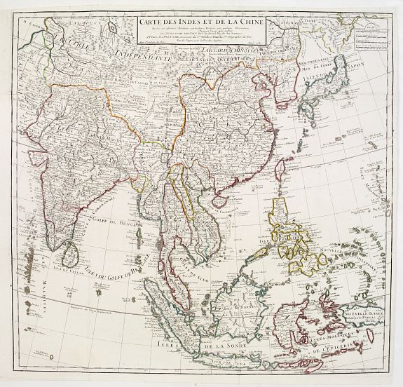 L'ISLE, G. de./ DEZAUCHE., Carte des Indes et de la Chine.., antique map, old maps